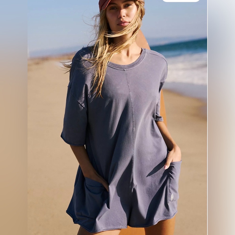 NWT Free People Movement Hot Shot Tee Romper Size XS Color Dark Amythest